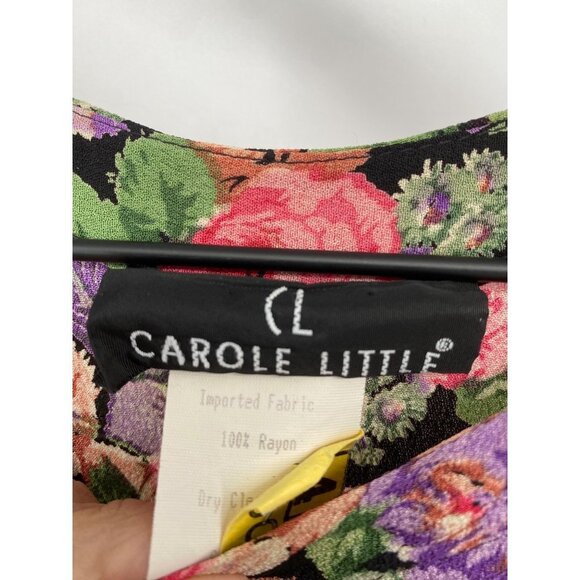 Carole Little Vintage Maxi Prairie Floral Dress Peplum Tied DROP Waist Front SIZ - Picture 4 of 6